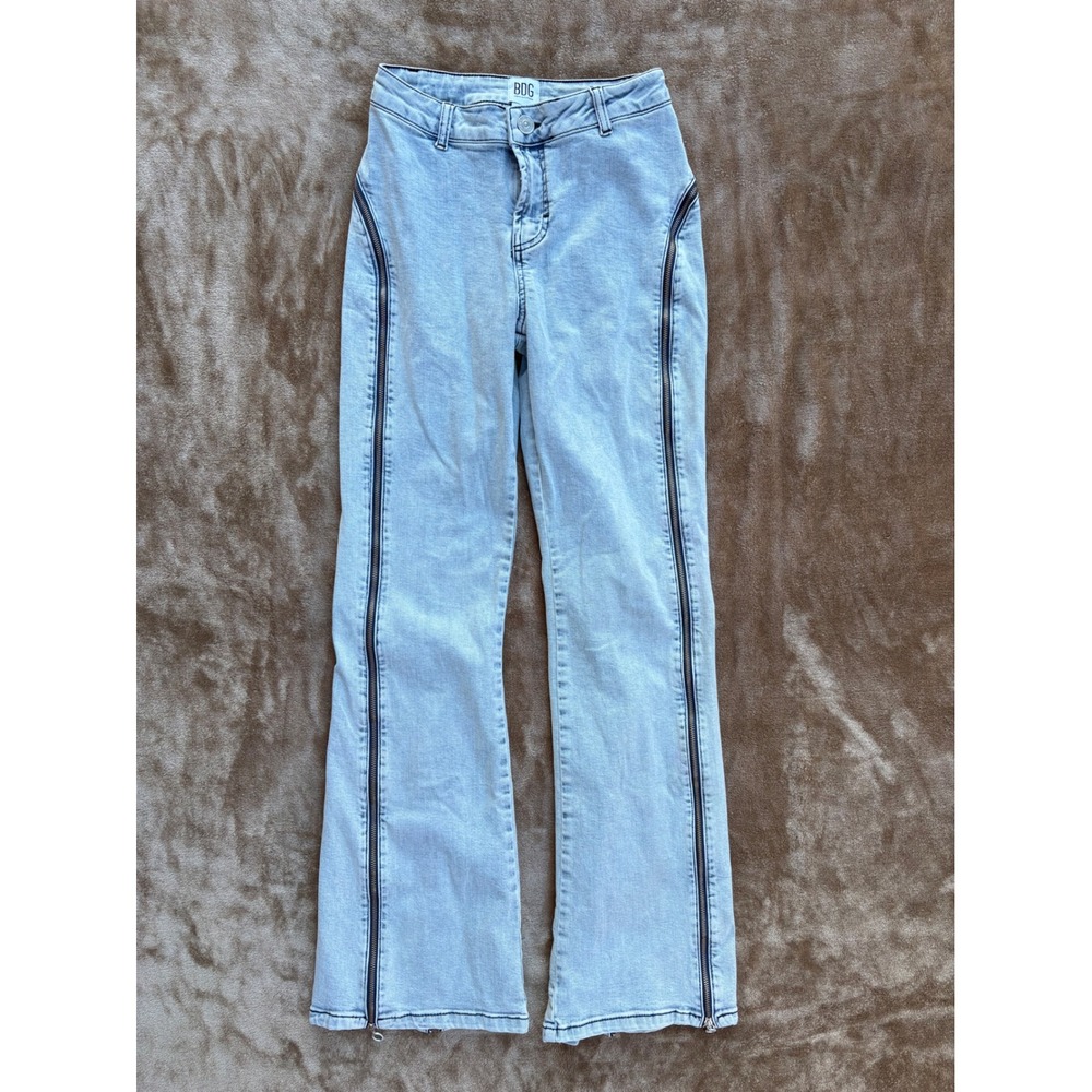 BDG Urban Outfitters Light Wash Side Zip Flare Jeans Size 27 Y2K Grunge Edgy